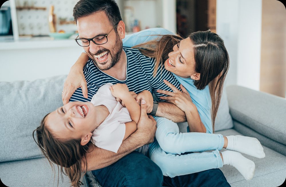 A family spending time together at home